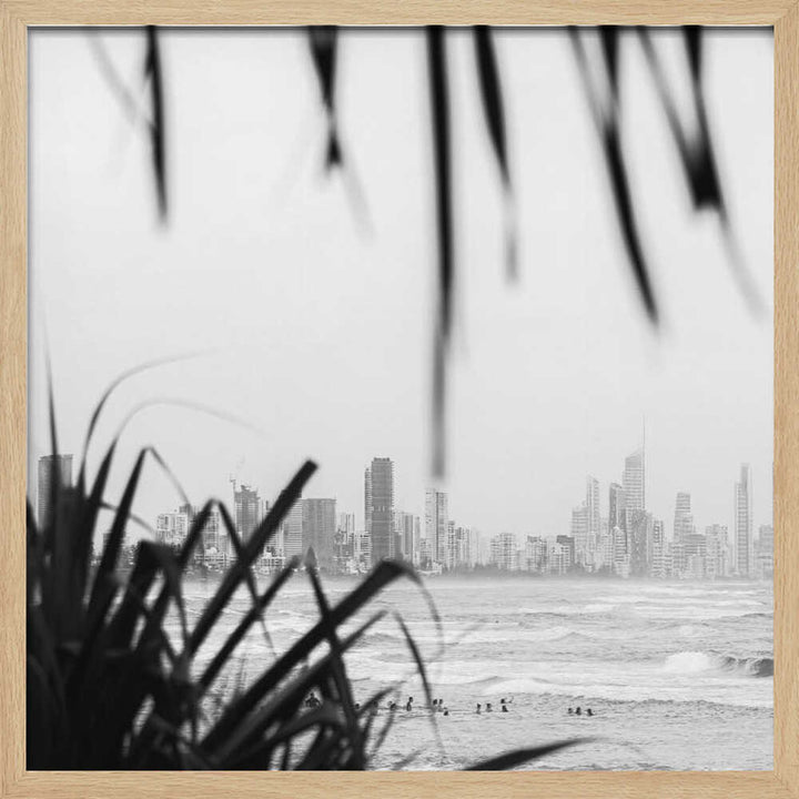 Coastal City Waves - Square Stretched Canvas, Poster or Fine Art Print by Angela Hawkey - I Heart Wall Art - Poster Print, Canvas Print or Framed Art Print