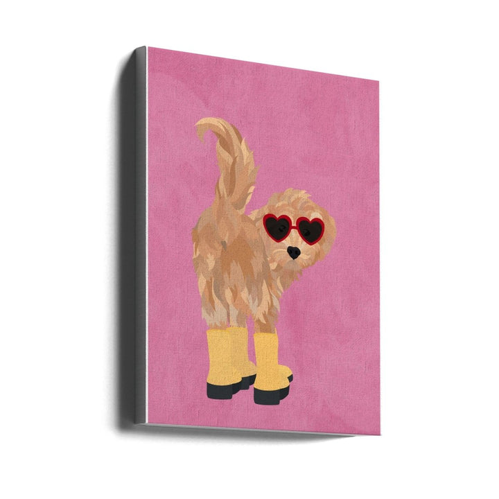 Cockapoo in wellies - Stretched Canvas, Poster or Fine Art Print - I Heart Wall Art - Poster Print, Canvas Print or Framed Art Print