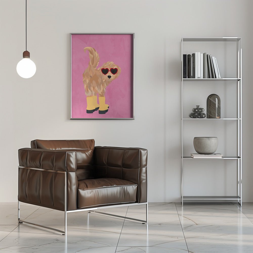 Cockapoo in wellies - Stretched Canvas, Poster or Fine Art Print - I Heart Wall Art - Poster Print, Canvas Print or Framed Art Print