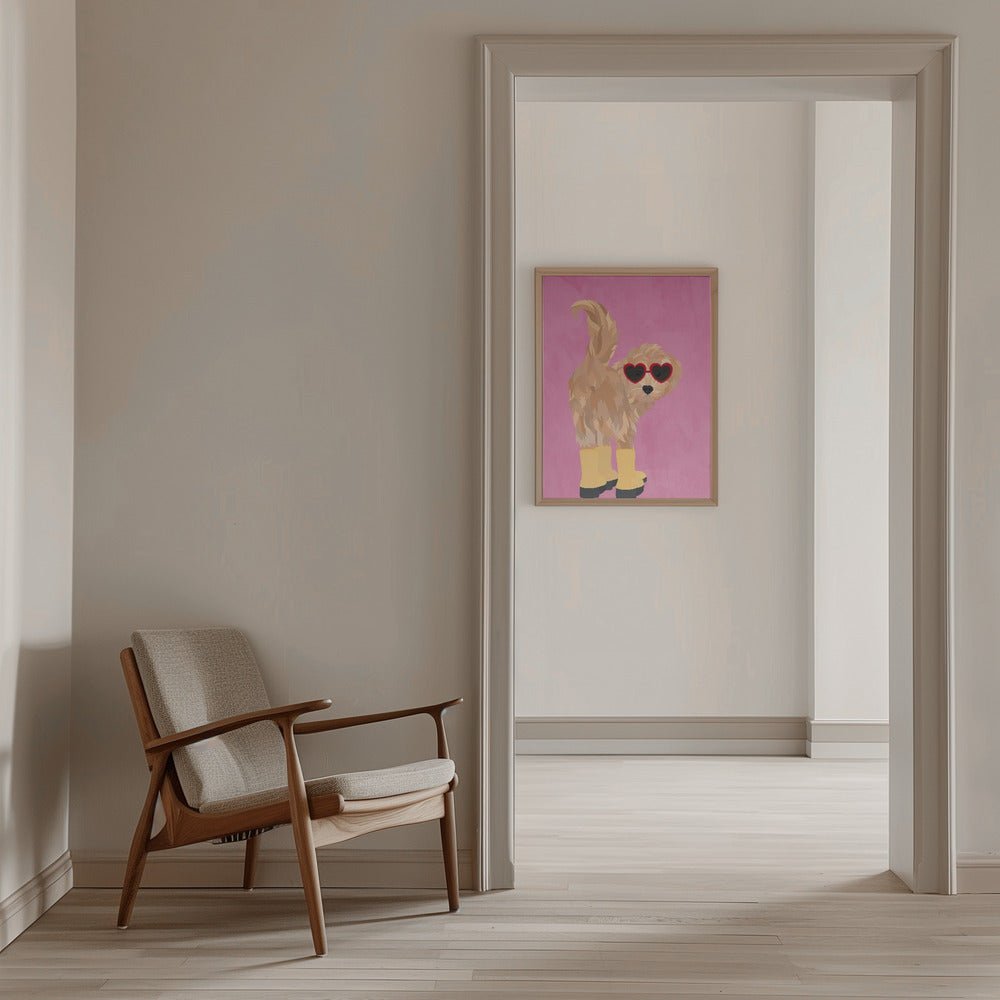 Cockapoo in wellies - Stretched Canvas, Poster or Fine Art Print - I Heart Wall Art - Poster Print, Canvas Print or Framed Art Print