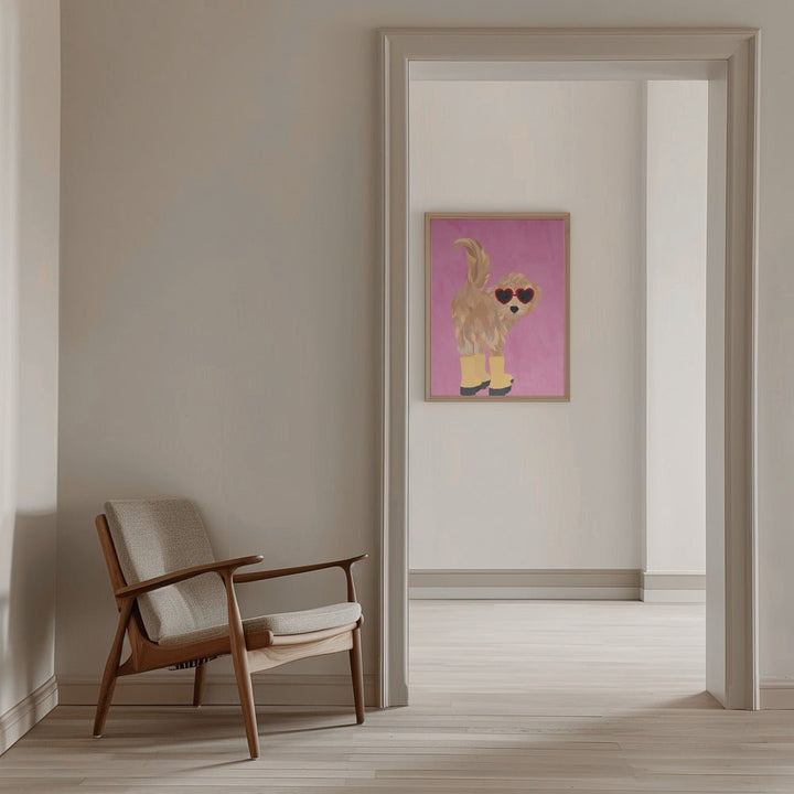 Cockapoo in wellies - Stretched Canvas, Poster or Fine Art Print - I Heart Wall Art - Poster Print, Canvas Print or Framed Art Print