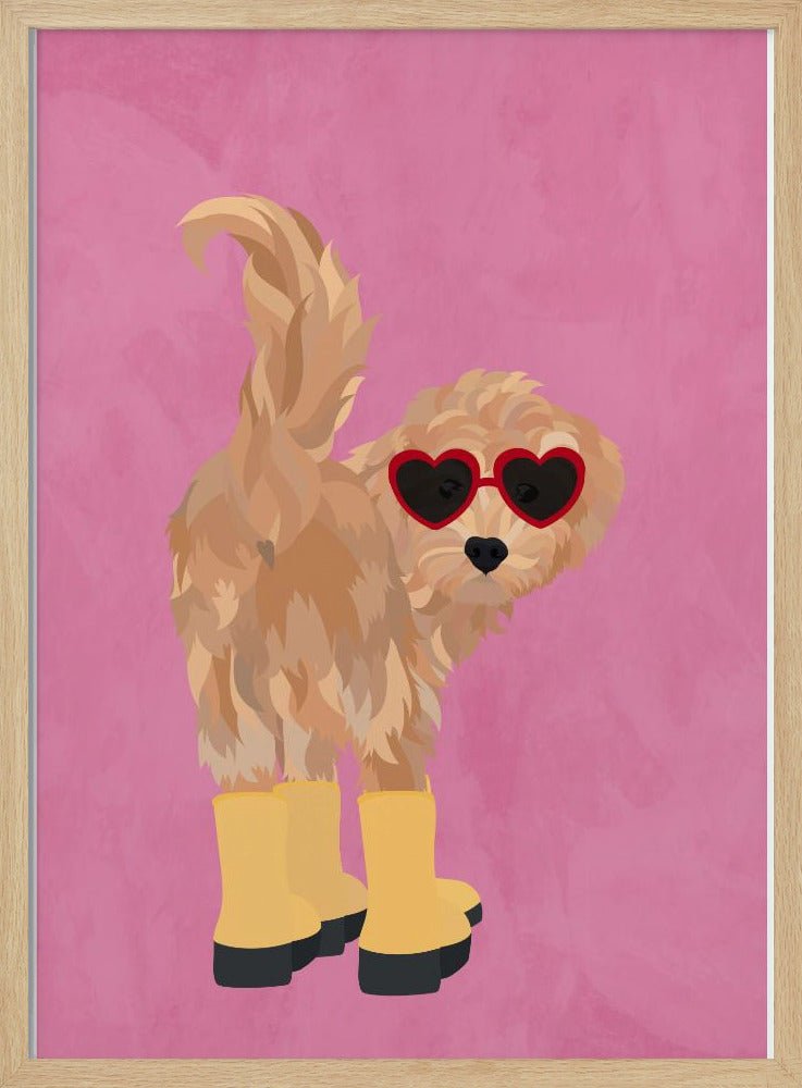 Cockapoo in wellies - Stretched Canvas, Poster or Fine Art Print - I Heart Wall Art - Poster Print, Canvas Print or Framed Art Print