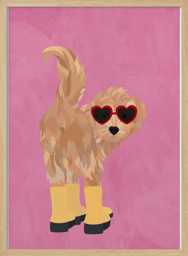 Cockapoo in wellies - Stretched Canvas, Poster or Fine Art Print - I Heart Wall Art - Poster Print, Canvas Print or Framed Art Print