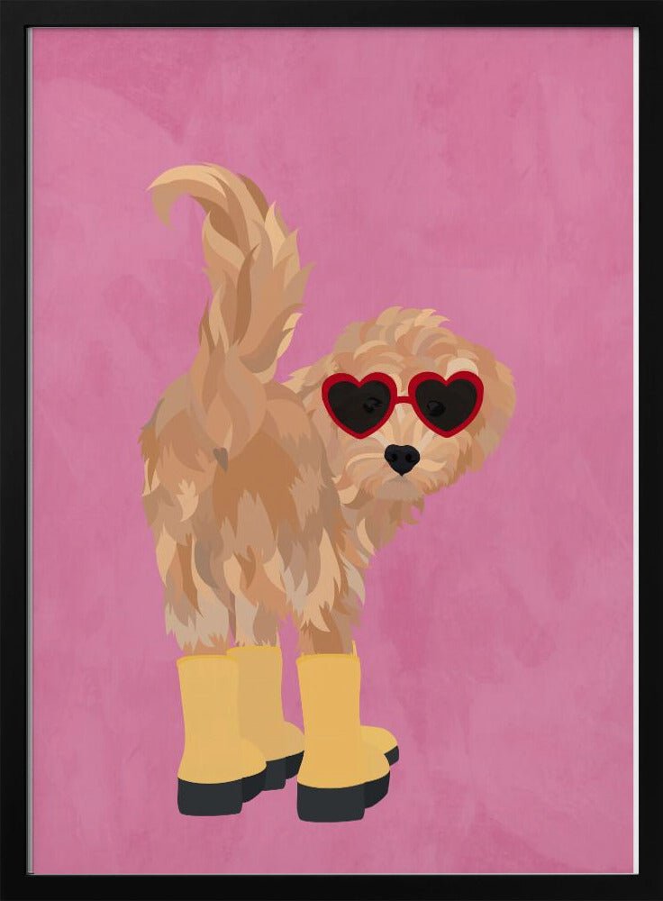 Cockapoo in wellies - Stretched Canvas, Poster or Fine Art Print - I Heart Wall Art - Poster Print, Canvas Print or Framed Art Print