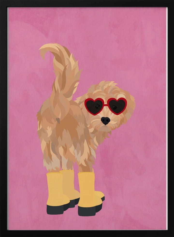 Cockapoo in wellies - Stretched Canvas, Poster or Fine Art Print - I Heart Wall Art - Poster Print, Canvas Print or Framed Art Print