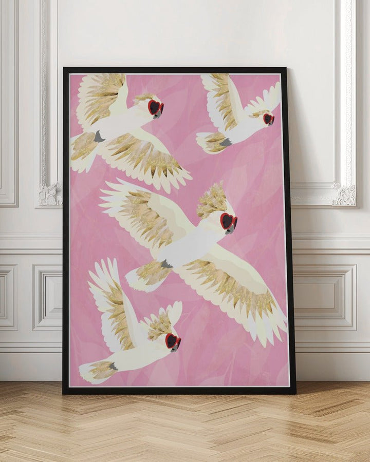 Cockatoos Flying Glasses - Stretched Canvas, Poster or Fine Art Print - I Heart Wall Art - Poster Print, Canvas Print or Framed Art Print