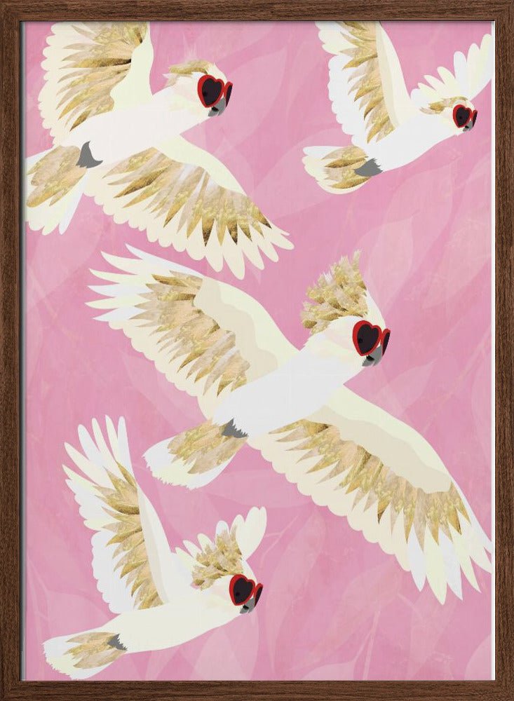 Cockatoos Flying Glasses - Stretched Canvas, Poster or Fine Art Print - I Heart Wall Art - Poster Print, Canvas Print or Framed Art Print