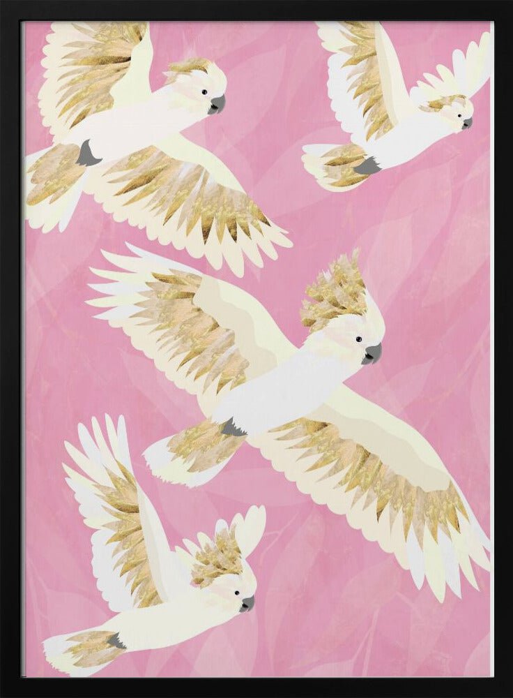 Cockatoos flying - Stretched Canvas, Poster or Fine Art Print - I Heart Wall Art - Poster Print, Canvas Print or Framed Art Print