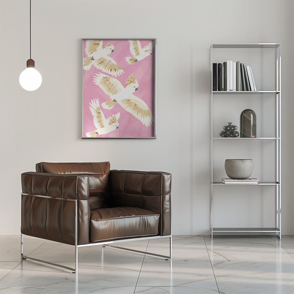 Cockatoos flying - Stretched Canvas, Poster or Fine Art Print - I Heart Wall Art - Poster Print, Canvas Print or Framed Art Print