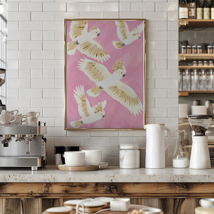 Cockatoos flying - Stretched Canvas, Poster or Fine Art Print - I Heart Wall Art - Poster Print, Canvas Print or Framed Art Print