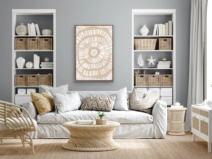 Coil -  Neutral and White Contemporary Geometric Shape Artwork Collection - Ola Collection - I Heart Wall Art