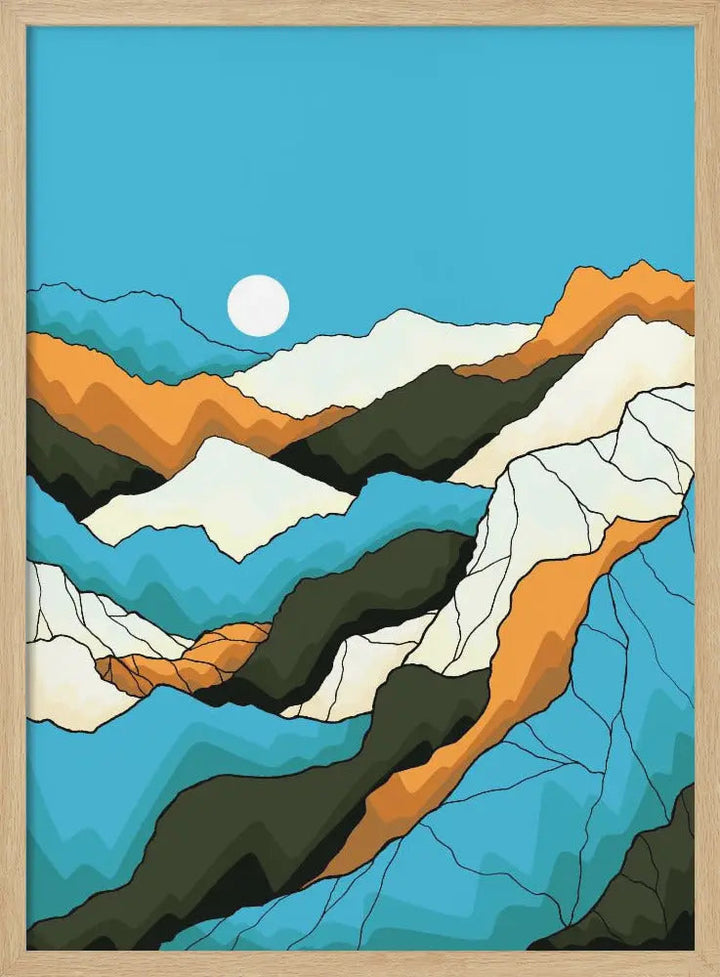Cold Blue Mountains - Stretched Canvas, Poster or Fine Art Print I Heart Wall Art