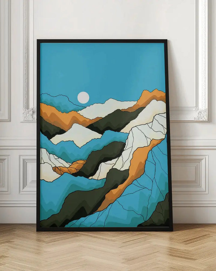 Cold Blue Mountains - Stretched Canvas, Poster or Fine Art Print I Heart Wall Art