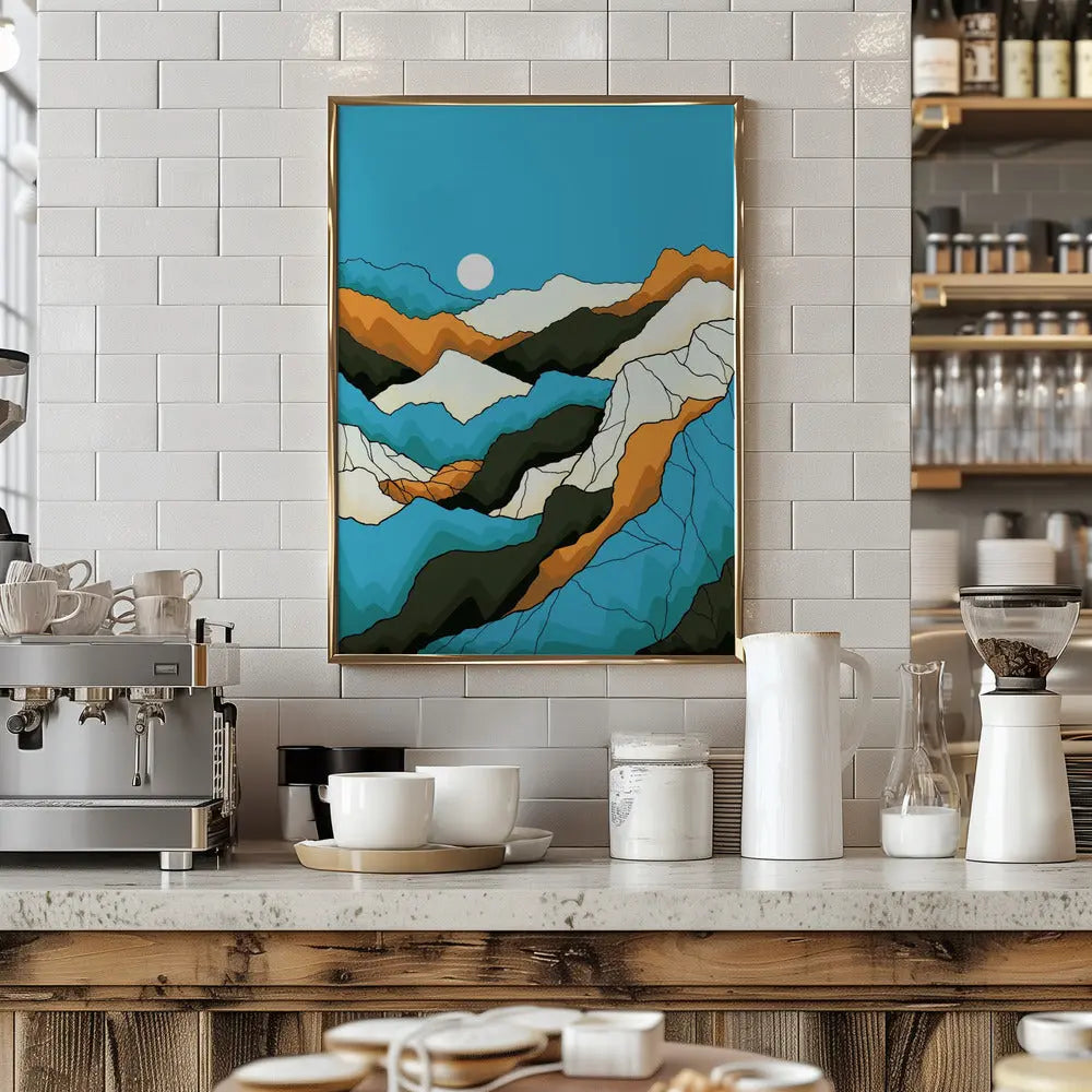 Cold Blue Mountains - Stretched Canvas, Poster or Fine Art Print I Heart Wall Art
