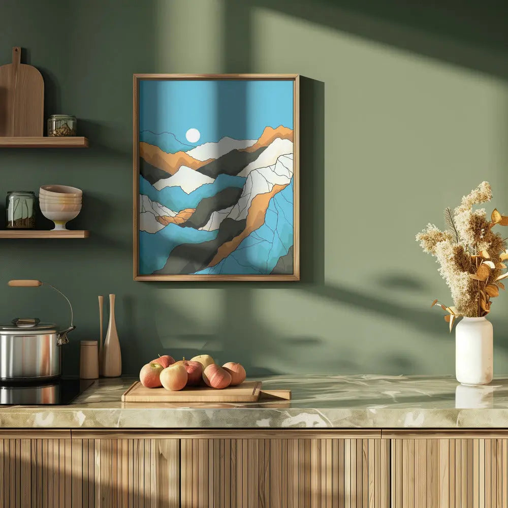 Cold Blue Mountains - Stretched Canvas, Poster or Fine Art Print I Heart Wall Art