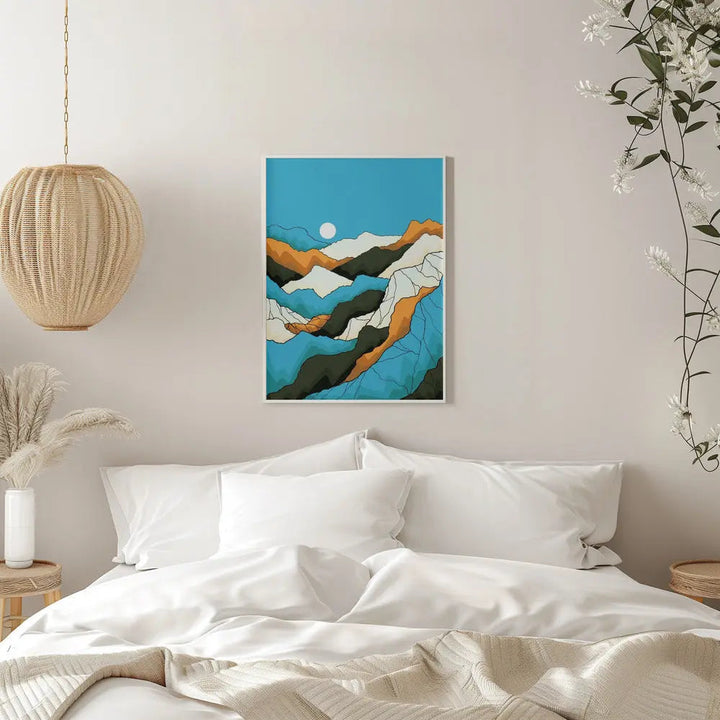Cold Blue Mountains - Stretched Canvas, Poster or Fine Art Print I Heart Wall Art
