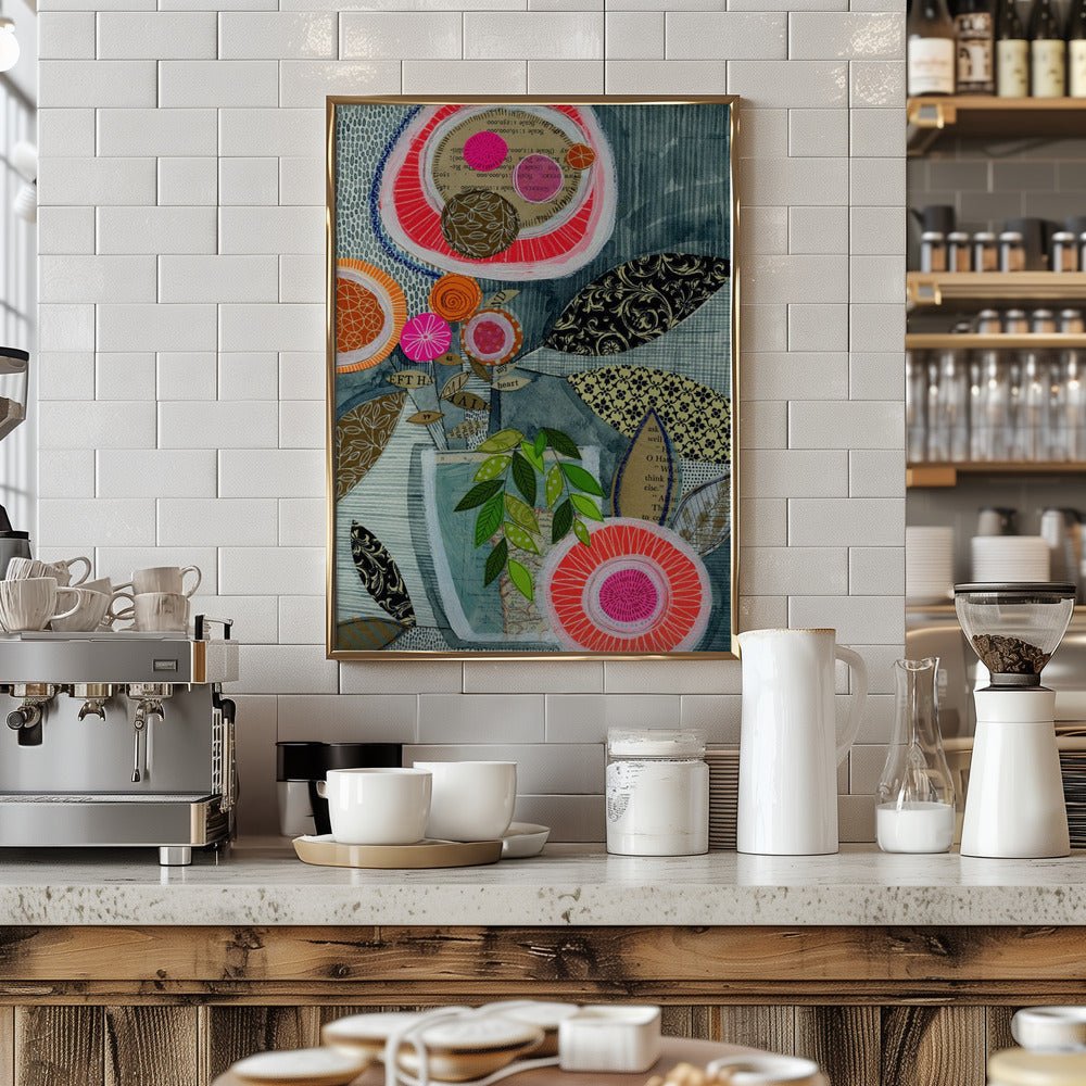 Collage Bloom - Stretched Canvas, Poster or Fine Art Print - I Heart Wall Art - Poster Print, Canvas Print or Framed Art Print