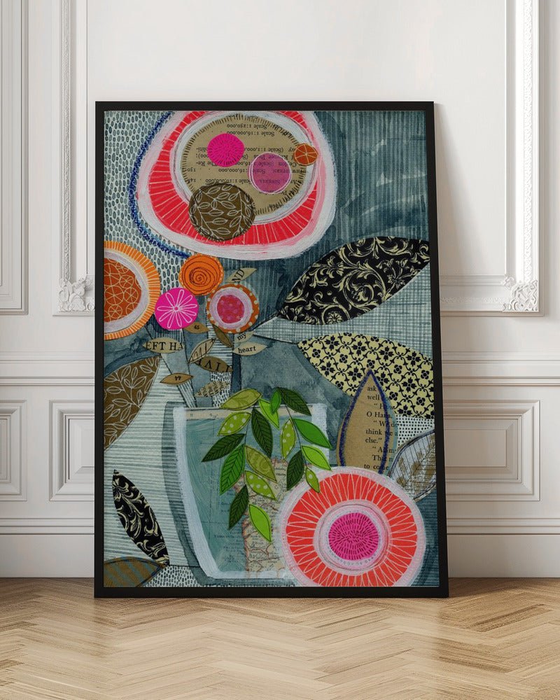 Collage Bloom - Stretched Canvas, Poster or Fine Art Print - I Heart Wall Art - Poster Print, Canvas Print or Framed Art Print