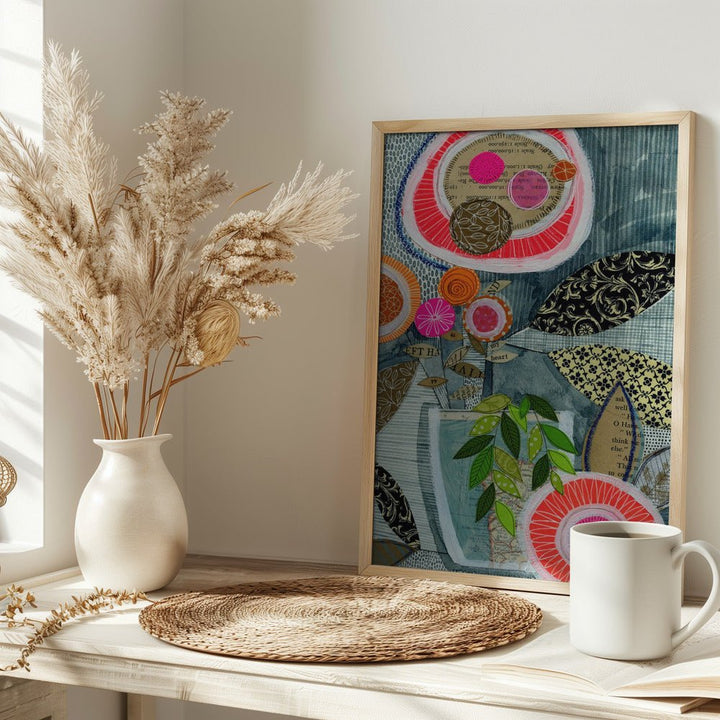 Collage Bloom - Stretched Canvas, Poster or Fine Art Print - I Heart Wall Art - Poster Print, Canvas Print or Framed Art Print