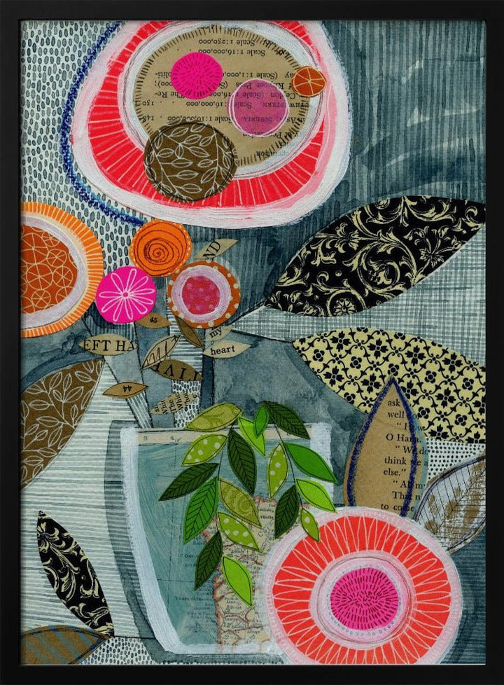Collage Bloom - Stretched Canvas, Poster or Fine Art Print - I Heart Wall Art - Poster Print, Canvas Print or Framed Art Print