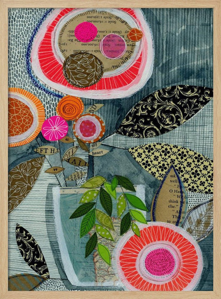 Collage Bloom - Stretched Canvas, Poster or Fine Art Print - I Heart Wall Art - Poster Print, Canvas Print or Framed Art Print