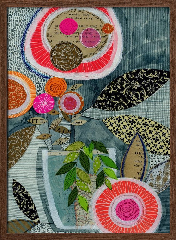 Collage Bloom - Stretched Canvas, Poster or Fine Art Print - I Heart Wall Art - Poster Print, Canvas Print or Framed Art Print