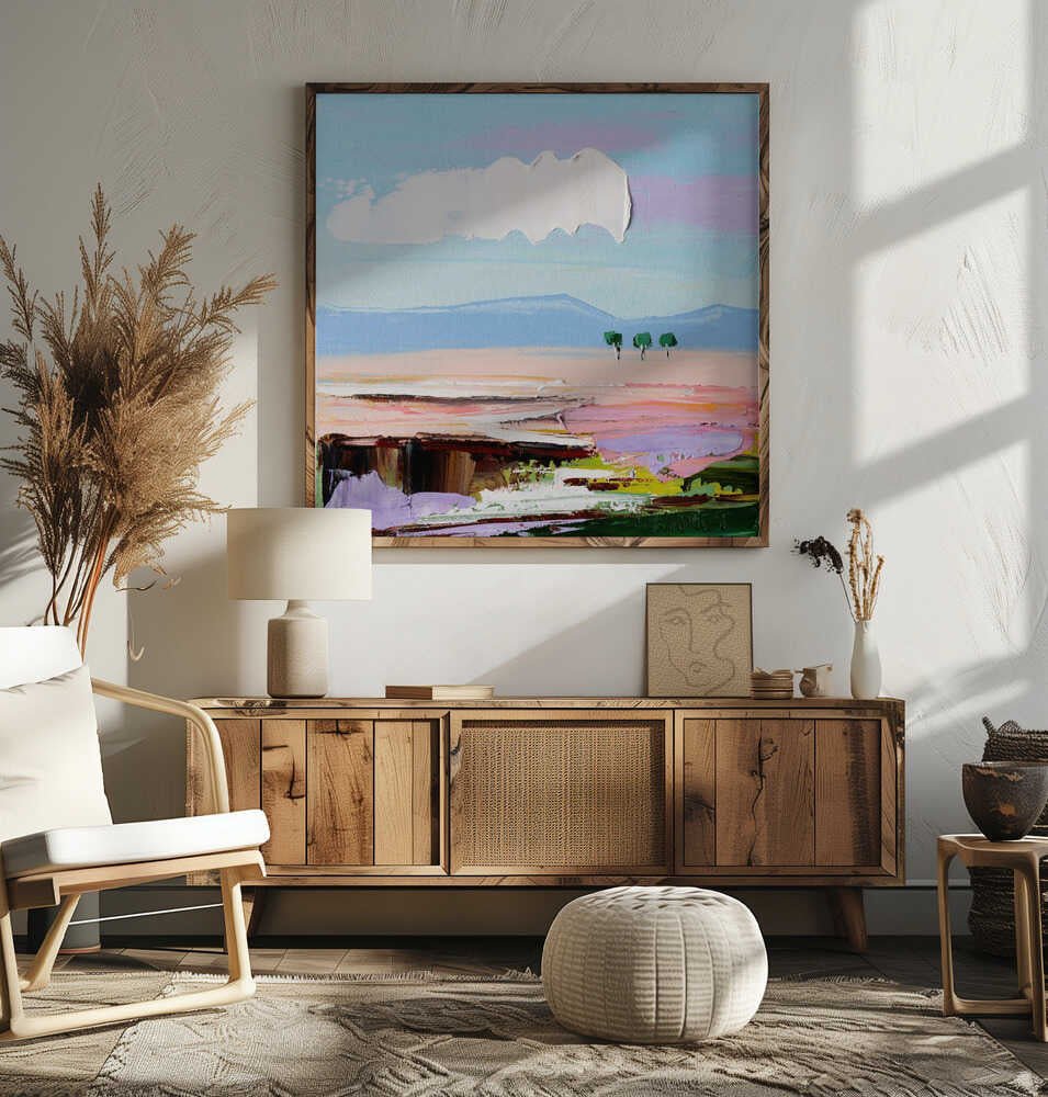 Colorful Abstract Landscape - Square Stretched Canvas, Poster or Fine Art Print by Angela Hawkey - I Heart Wall Art - Poster Print, Canvas Print or Framed Art Print
