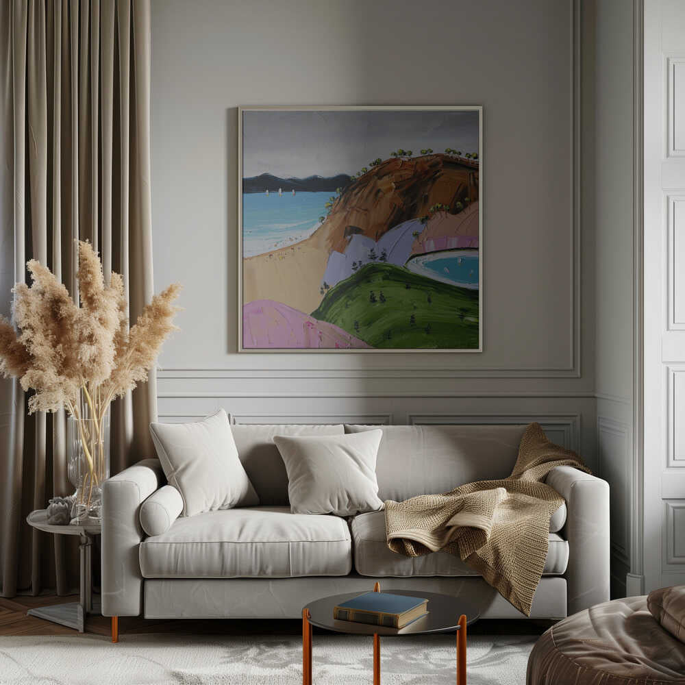 Colorful Beach Day - Square Stretched Canvas, Poster or Fine Art Print by Angela Hawkey - I Heart Wall Art - Poster Print, Canvas Print or Framed Art Print