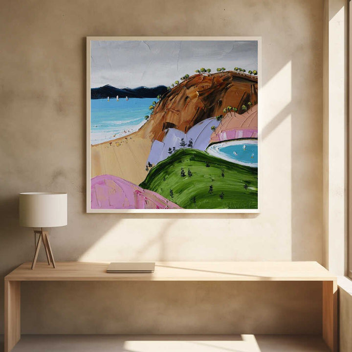 Colorful Beach Day - Square Stretched Canvas, Poster or Fine Art Print by Angela Hawkey - I Heart Wall Art - Poster Print, Canvas Print or Framed Art Print