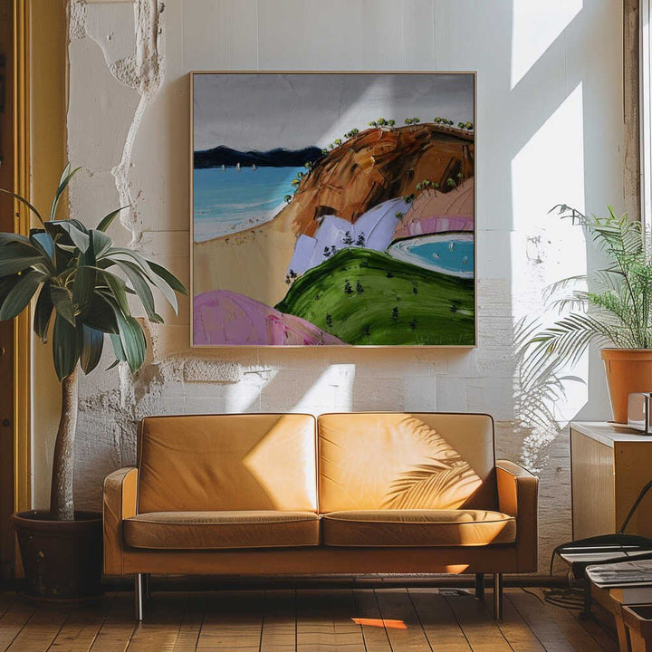 Colorful Beach Day - Square Stretched Canvas, Poster or Fine Art Print by Angela Hawkey - I Heart Wall Art - Poster Print, Canvas Print or Framed Art Print