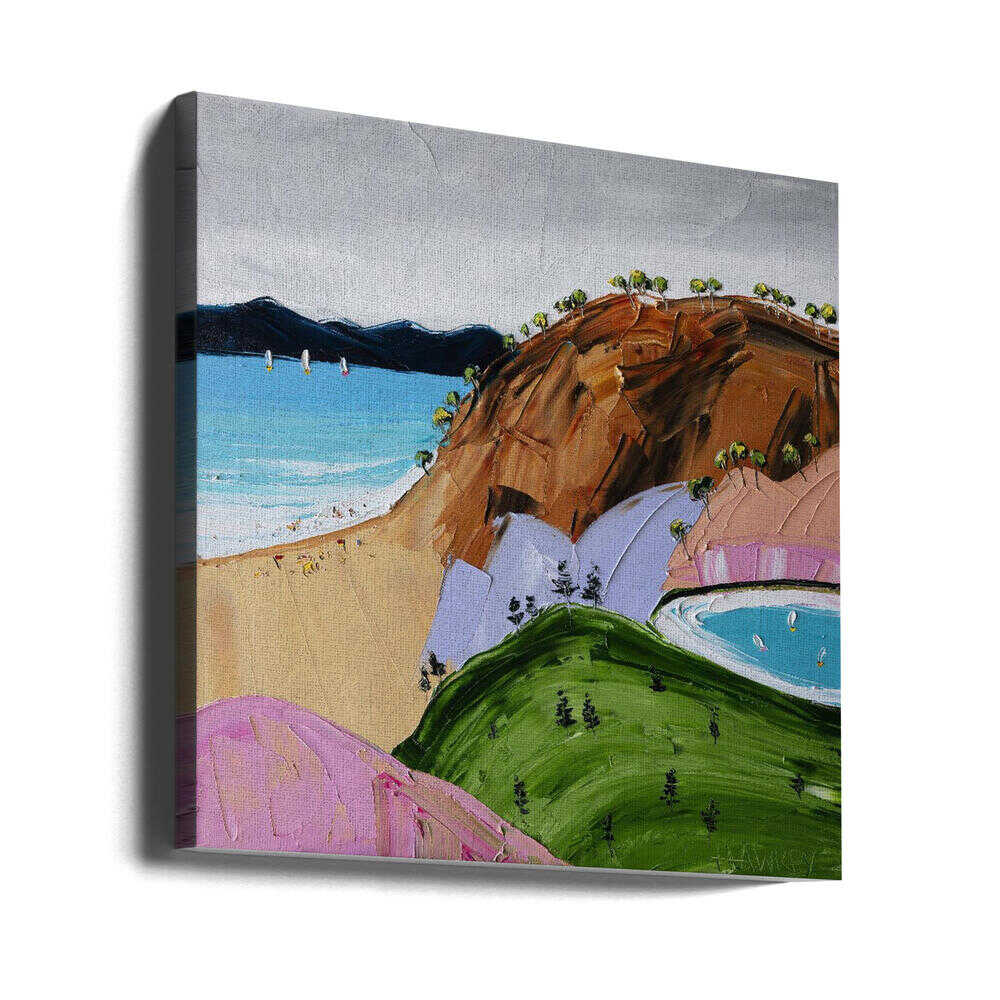 Colorful Beach Day - Square Stretched Canvas, Poster or Fine Art Print by Angela Hawkey - I Heart Wall Art - Poster Print, Canvas Print or Framed Art Print
