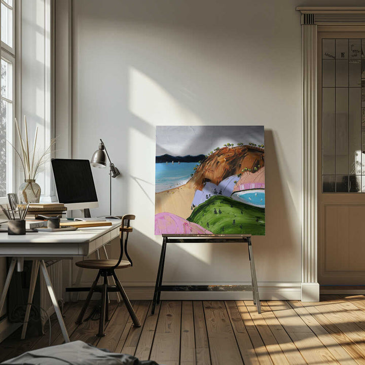 Colorful Beach Day - Square Stretched Canvas, Poster or Fine Art Print by Angela Hawkey - I Heart Wall Art - Poster Print, Canvas Print or Framed Art Print