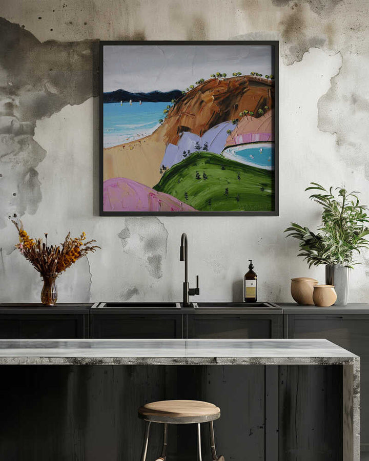 Colorful Beach Day - Square Stretched Canvas, Poster or Fine Art Print by Angela Hawkey - I Heart Wall Art - Poster Print, Canvas Print or Framed Art Print