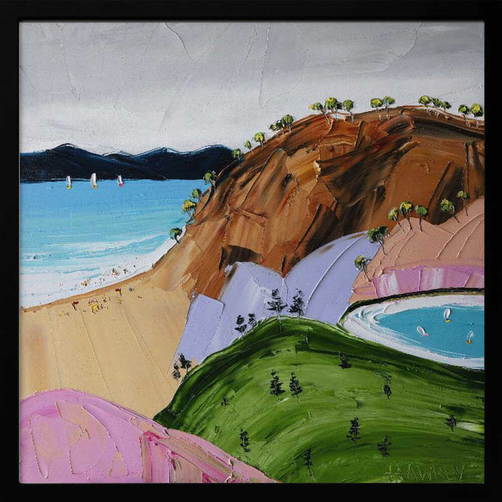 Colorful Beach Day - Square Stretched Canvas, Poster or Fine Art Print by Angela Hawkey - I Heart Wall Art - Poster Print, Canvas Print or Framed Art Print