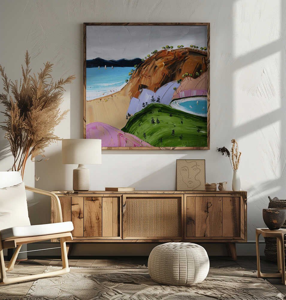 Colorful Beach Day - Square Stretched Canvas, Poster or Fine Art Print by Angela Hawkey - I Heart Wall Art - Poster Print, Canvas Print or Framed Art Print