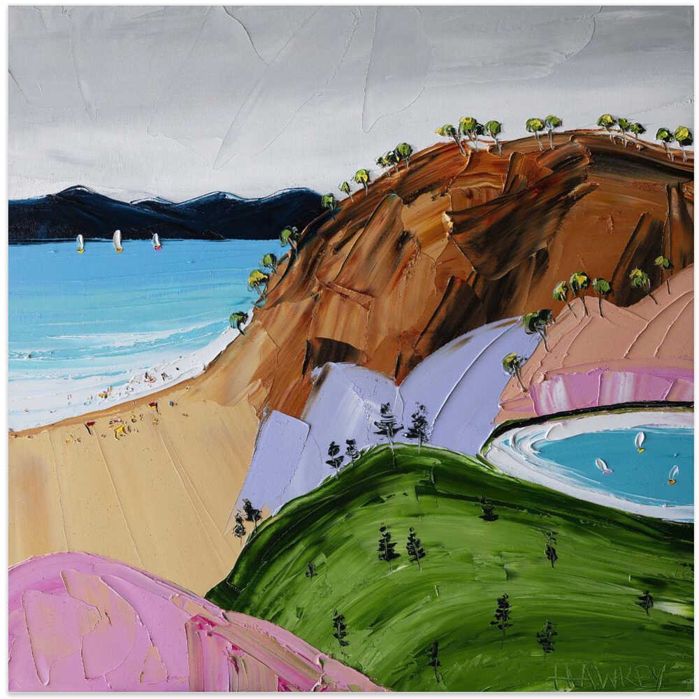 Colorful Beach Day - Square Stretched Canvas, Poster or Fine Art Print by Angela Hawkey - I Heart Wall Art - Poster Print, Canvas Print or Framed Art Print