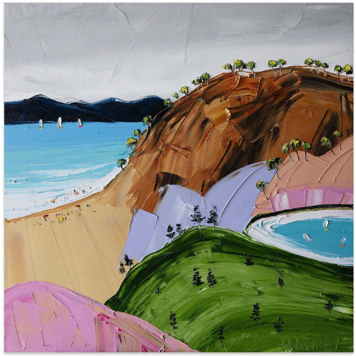 Colorful Beach Day - Square Stretched Canvas, Poster or Fine Art Print by Angela Hawkey - I Heart Wall Art - Poster Print, Canvas Print or Framed Art Print