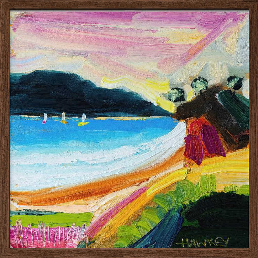 Colorful Beach Landscape - Square Stretched Canvas, Poster or Fine Art Print by Angela Hawkey - I Heart Wall Art - Poster Print, Canvas Print or Framed Art Print