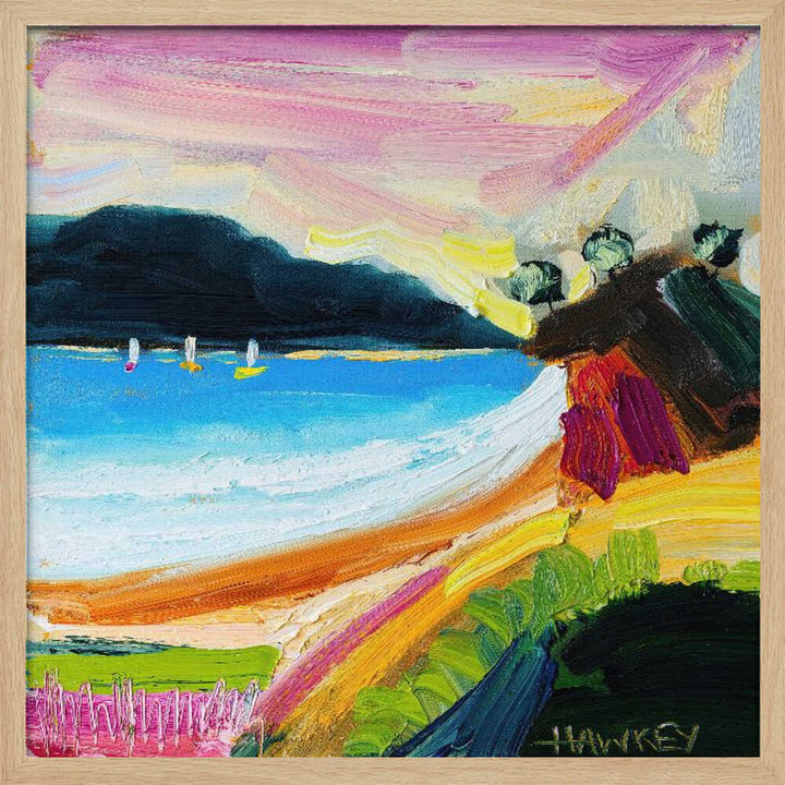 Colorful Beach Landscape - Square Stretched Canvas, Poster or Fine Art Print by Angela Hawkey - I Heart Wall Art - Poster Print, Canvas Print or Framed Art Print
