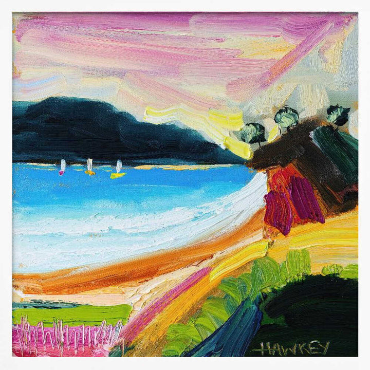 Colorful Beach Landscape - Square Stretched Canvas, Poster or Fine Art Print by Angela Hawkey - I Heart Wall Art - Poster Print, Canvas Print or Framed Art Print