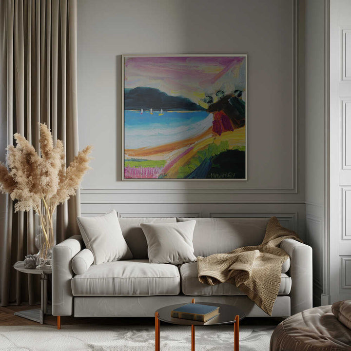 Colorful Beach Landscape - Square Stretched Canvas, Poster or Fine Art Print by Angela Hawkey - I Heart Wall Art - Poster Print, Canvas Print or Framed Art Print