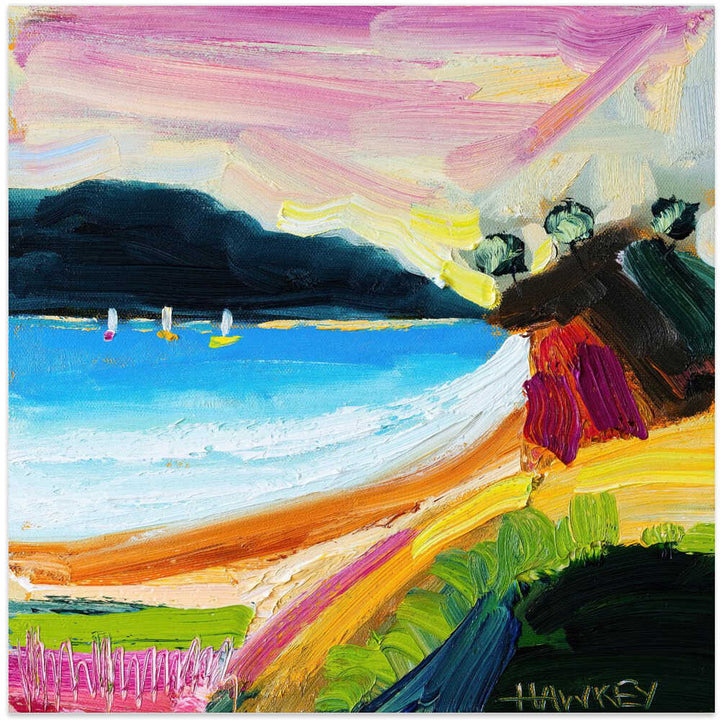 Colorful Beach Landscape - Square Stretched Canvas, Poster or Fine Art Print by Angela Hawkey - I Heart Wall Art - Poster Print, Canvas Print or Framed Art Print