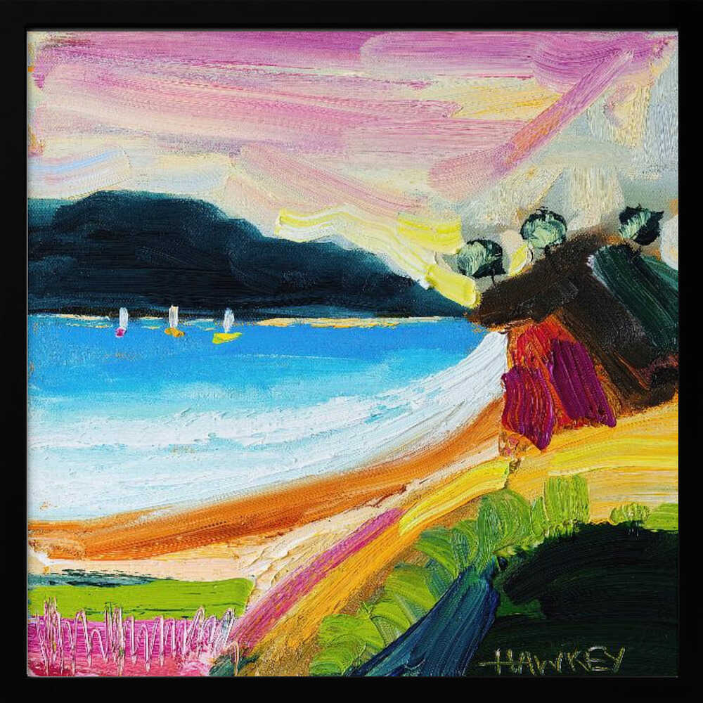 Colorful Beach Landscape - Square Stretched Canvas, Poster or Fine Art Print by Angela Hawkey - I Heart Wall Art - Poster Print, Canvas Print or Framed Art Print