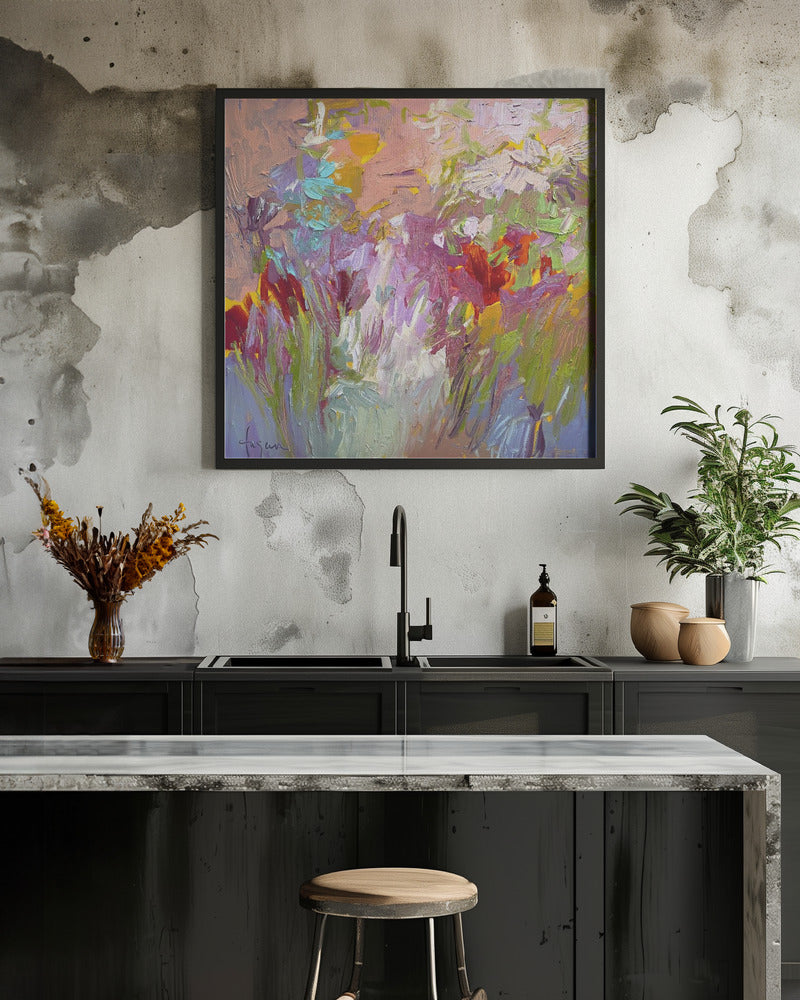 Colorful Bloom Palette - Square Stretched Canvas, Poster or Fine Art Print I Heart Wall Art