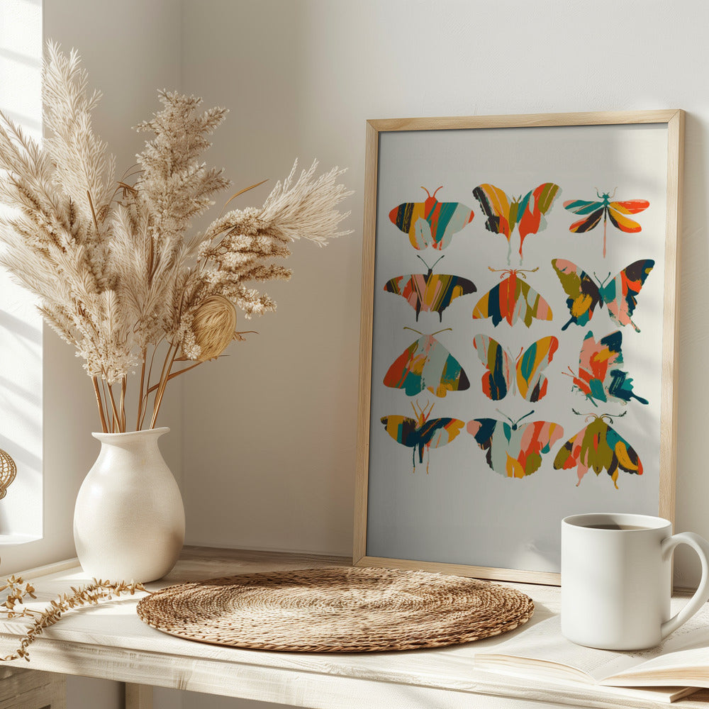 Colorful Butterflies - Stretched Canvas, Poster or Fine Art Print I Heart Wall Art