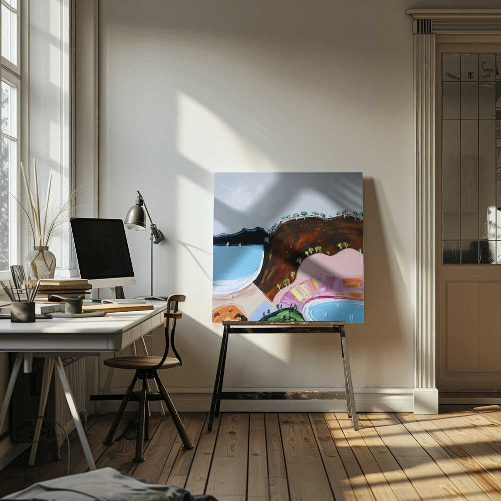 Colorful Coastal Bay - Square Stretched Canvas, Poster or Fine Art Print by Angela Hawkey - I Heart Wall Art - Poster Print, Canvas Print or Framed Art Print