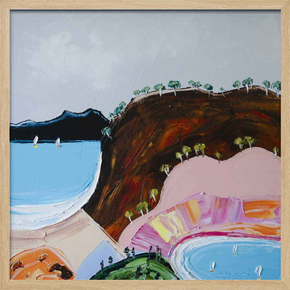 Colorful Coastal Bay - Square Stretched Canvas, Poster or Fine Art Print by Angela Hawkey - I Heart Wall Art - Poster Print, Canvas Print or Framed Art Print
