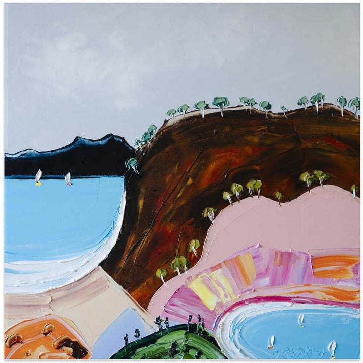 Colorful Coastal Bay - Square Stretched Canvas, Poster or Fine Art Print by Angela Hawkey - I Heart Wall Art - Poster Print, Canvas Print or Framed Art Print