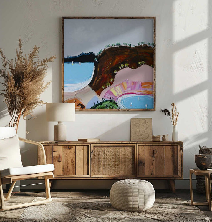 Colorful Coastal Bay - Square Stretched Canvas, Poster or Fine Art Print by Angela Hawkey - I Heart Wall Art - Poster Print, Canvas Print or Framed Art Print