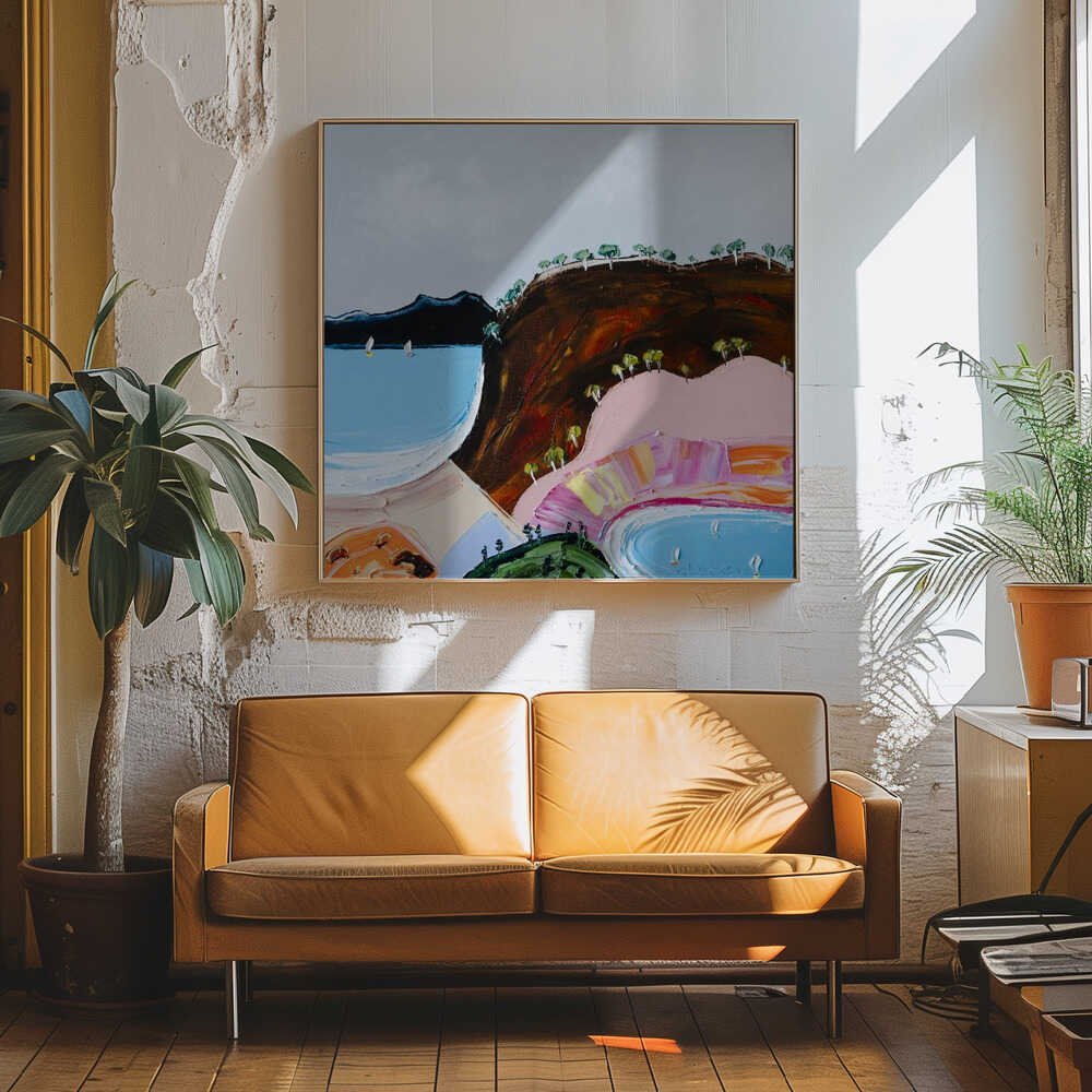 Colorful Coastal Bay - Square Stretched Canvas, Poster or Fine Art Print by Angela Hawkey - I Heart Wall Art - Poster Print, Canvas Print or Framed Art Print